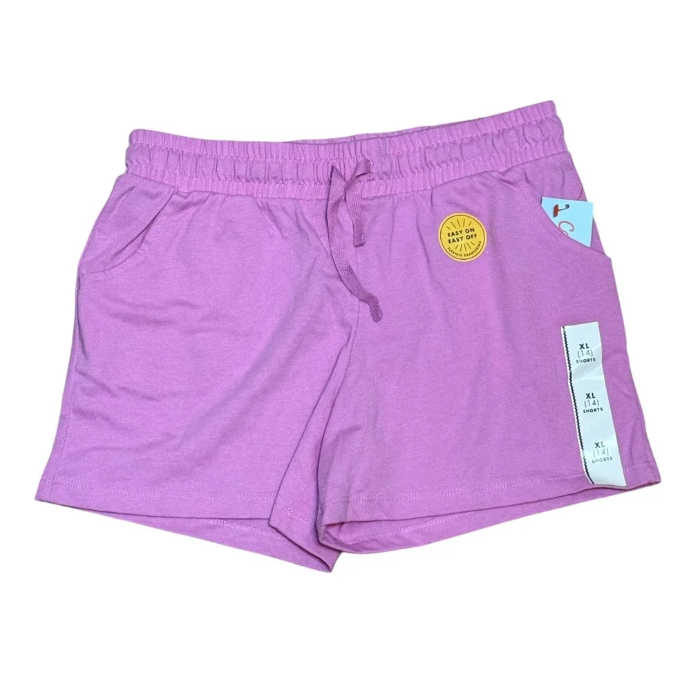 Cat & Jack Girls‎ XL 14 Knit Shorts Purple Cotton Blend New Casual Gym Cheer